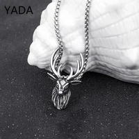 yada elk deer head animal presentsnecklace for men women jewelry punk necklaces christmas gifts alloy necklace gifts se210090