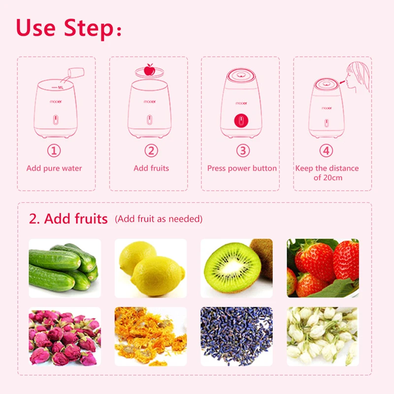 

Fruits Vegetables Facial Steamer Beauty Tools Nano Spray Skin Care Machine Moisturizing Whitening Face Steamer Humidifier