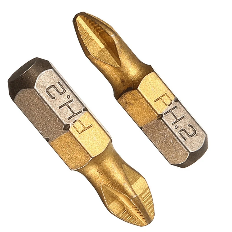 

10pcs/ 5pcs PH2 Magnetic Screwdriver Bits Shank 25mm/50mm Titanium Coated Screwdriver Bits Non-Slip Hexagon Bits