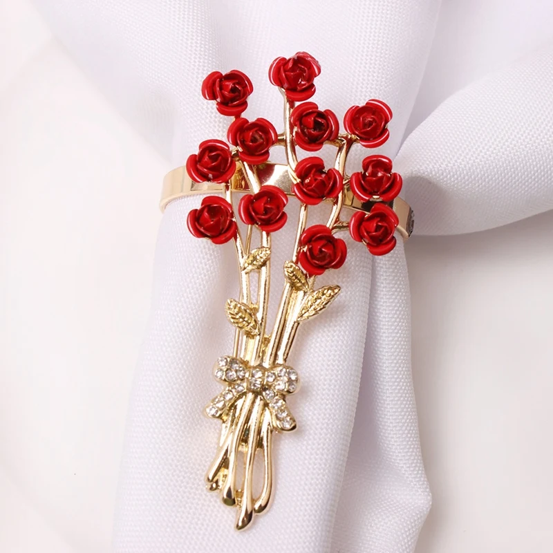 

6Pcs Valentine's Day Series Rose Flower Napkin Button Napkin Ring Napkin Ring