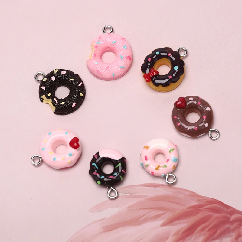 10Pcs/Set Kawaii Donuts Charms Pendants For DIY Decoration Bracelets Necklace Earring Key Chain Jewelry Making images - 6