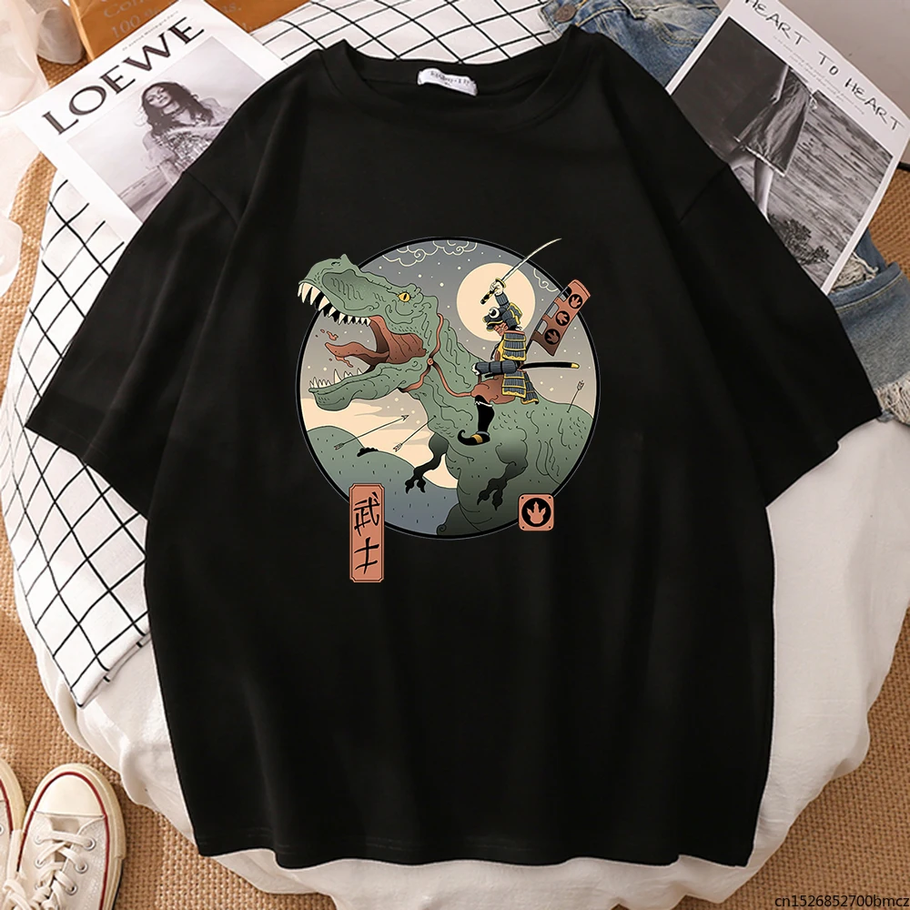 

Jurassic Samurai Cartoon Funny Printing Fashion T Shirt Sport Comfortable Quality Women Short Sleeve