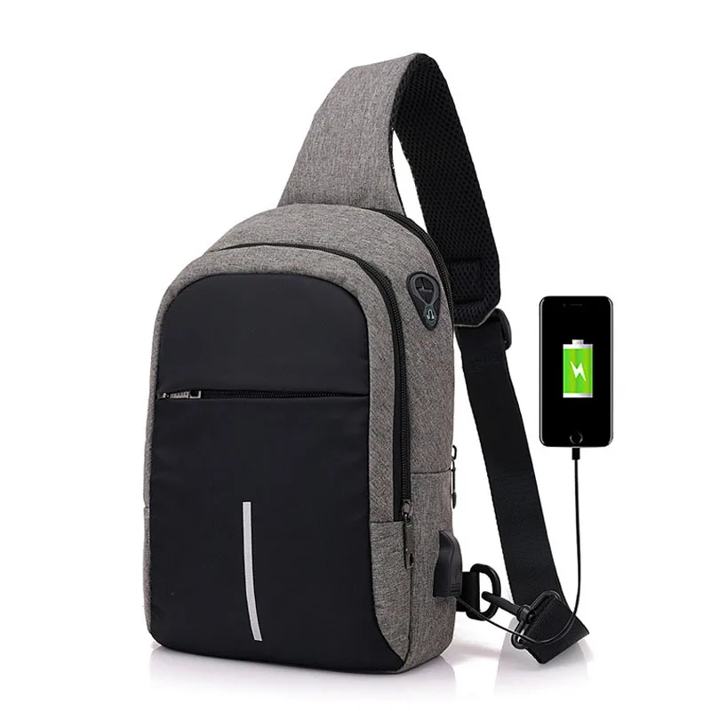 Мужская сумка мессенджер водонепроницаемая дизайнерская через плечо с usb