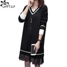 Uhytgf-vestido suéter de manga larga para mujer...