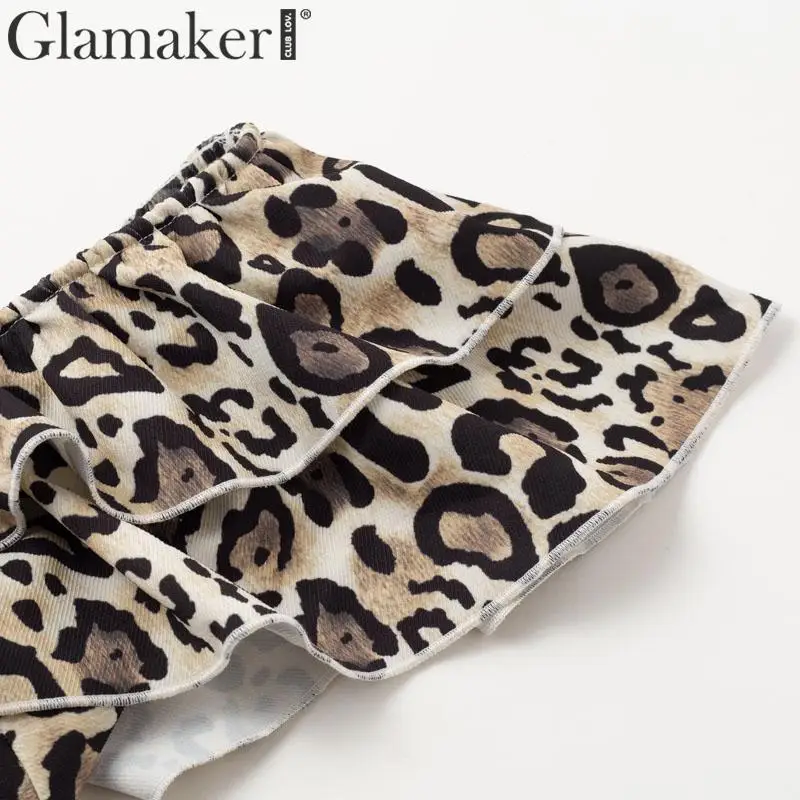 Glamaker, Леопардовый принт, v-образный вырез, облегающее мини-платье, пэчворк, кружевное пикантное платье, Осень-зима, элегантные вечерние платья для женщин, vestidos de fiesta