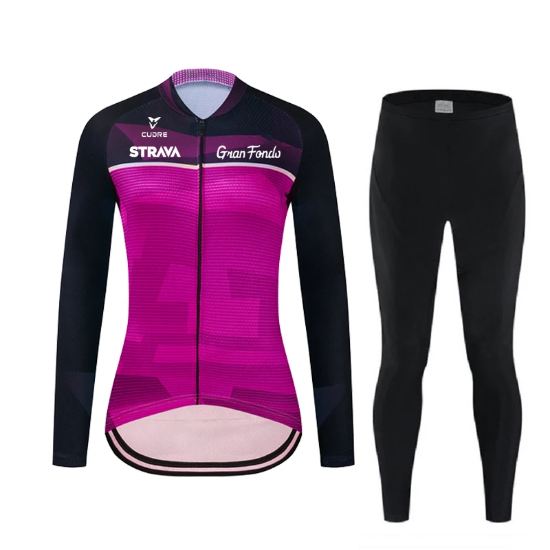 

2022 NEW STRAVA Team Autumn Fashion Women Cycling Clothing Jersey Sets Maillot Paul Smith Uniform Long Sleeve Breathable Suits