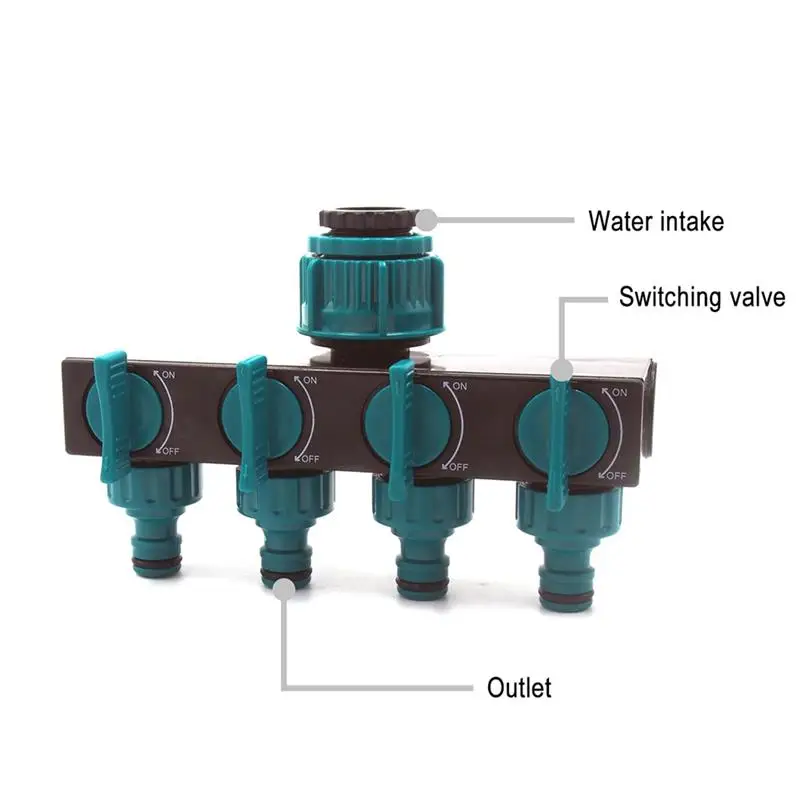 

Garden Watering Lawn Maintenance Faucet One Into Four Out Valve Diverter 4-Way Garden Hose Divider Connector