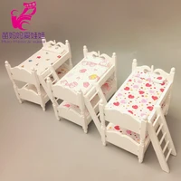 mini dollhouse furniture white floral fabric double stacked bed doll house children room furniture