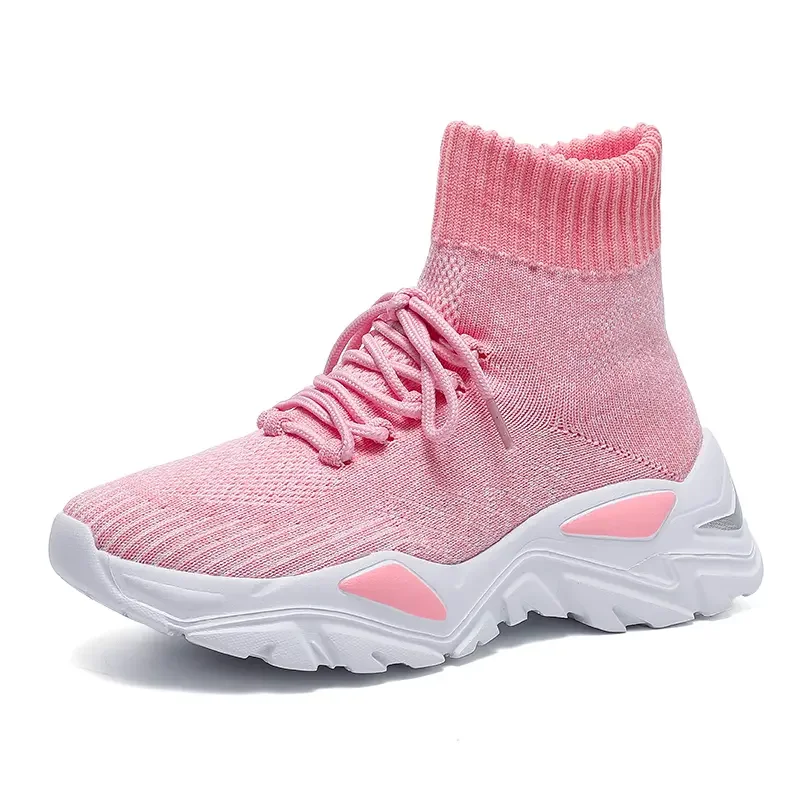 

Lightweight Platform Sneakers for Women Breathable Knit Sock Boots Streetwear Fashion Female Vulcanized Shoes High-Top Non-slip