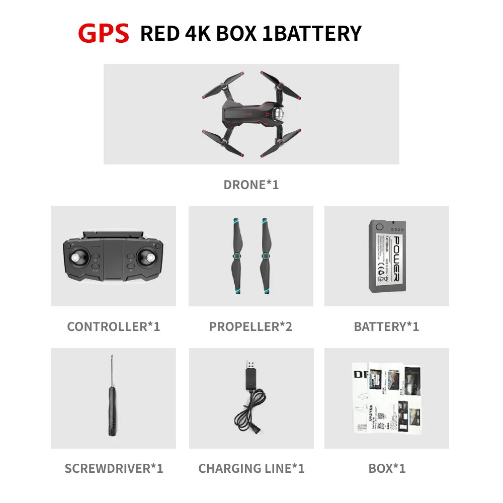 GPS Red 4K Box 1B Радиоуправляемый квадрокоптер S20 Дрон gps 4K HD Двойная камера 5G wifi FPV складной селфи Дрон профессиональный оптический поток 500 м дальние расстояния - Цвет: GPS Red 4K Box 1B