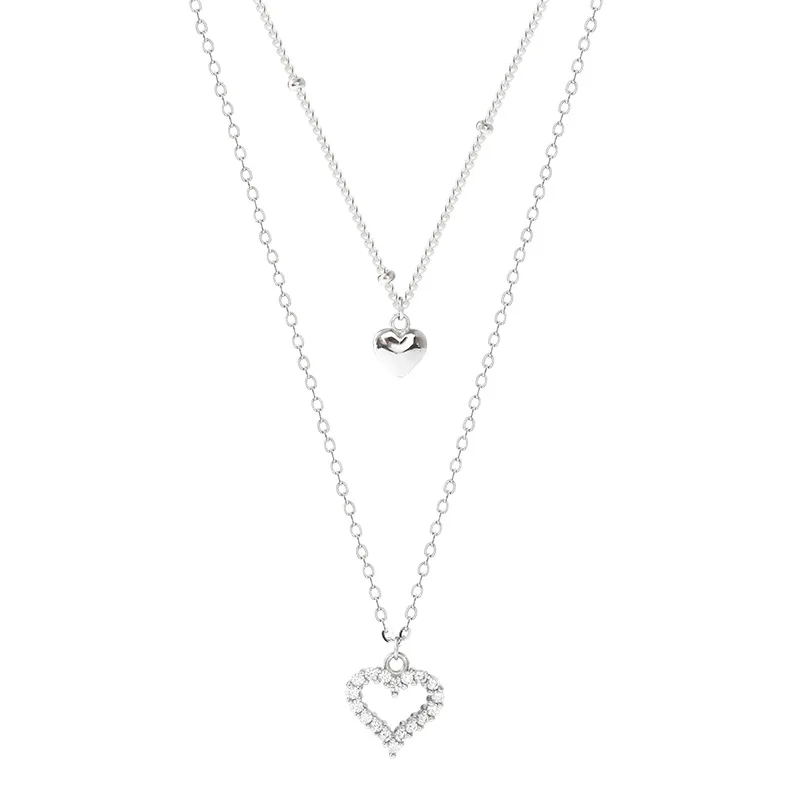 

Ожерелье женское Двухслойное из серебра 925 пробы с подвеской в виде сердца