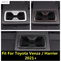 rear seat water cup holder frame panel cover trim for toyota venza harrier 2021 2022 carbon fiber wood gain matte accessories