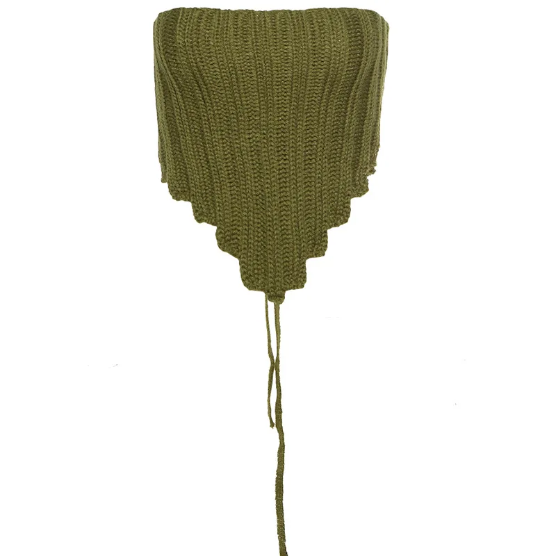 

Off Shoulder Rib Knit Sweater Bandage Vest Women Y2k Fashion Casual Strapless Backless Comfy Breathable Corset Streetwear