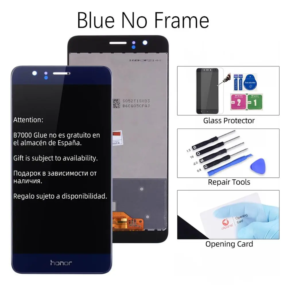 Дисплей для Honor 8 Ремонт сенсорного ЖК-экрана с рамкой 5,2 ''ЖК-дисплей для huawei Honor 8 дисплей FRD-L09 запасные части - Цвет: Blue No Frame