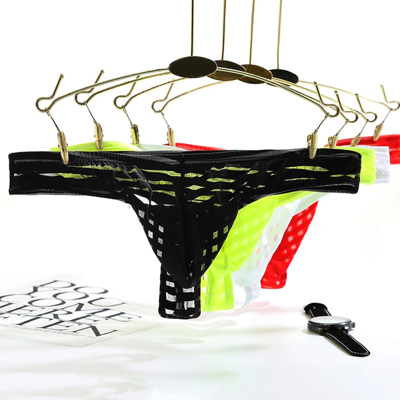 Сексуальное мужское нижнее белье для геев прозрачные стринги с мешочком пениса