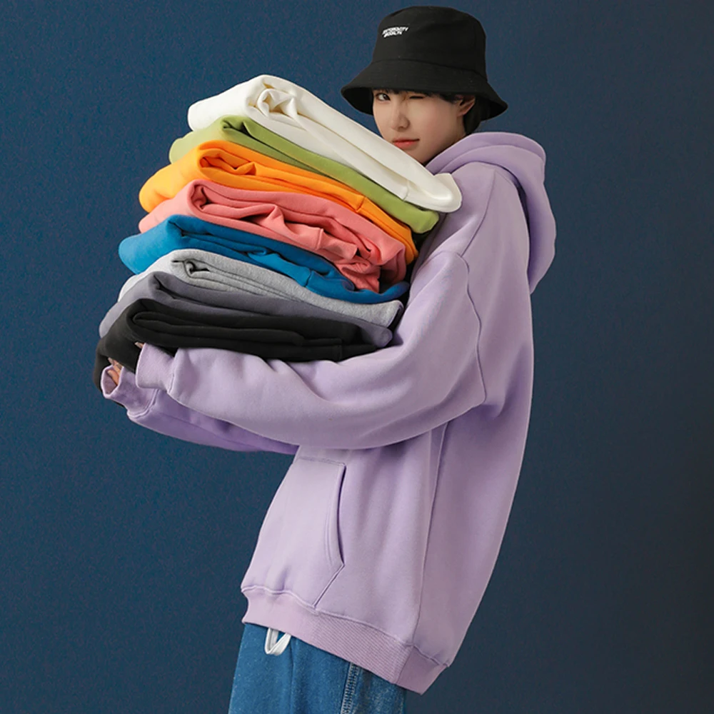 

Spring and Autumn Solid Color Casual Hooded Sweater Men Ins Fashion Couple Wear Hedging Loose Wild Top