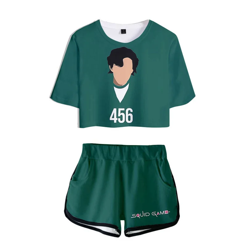 

Squid Game Korean Drama 3D Print Cosplay Merch Short Sleeve Suit Two Piece Tracksuit Comfortable Sportsuit Set 2021 Outfits