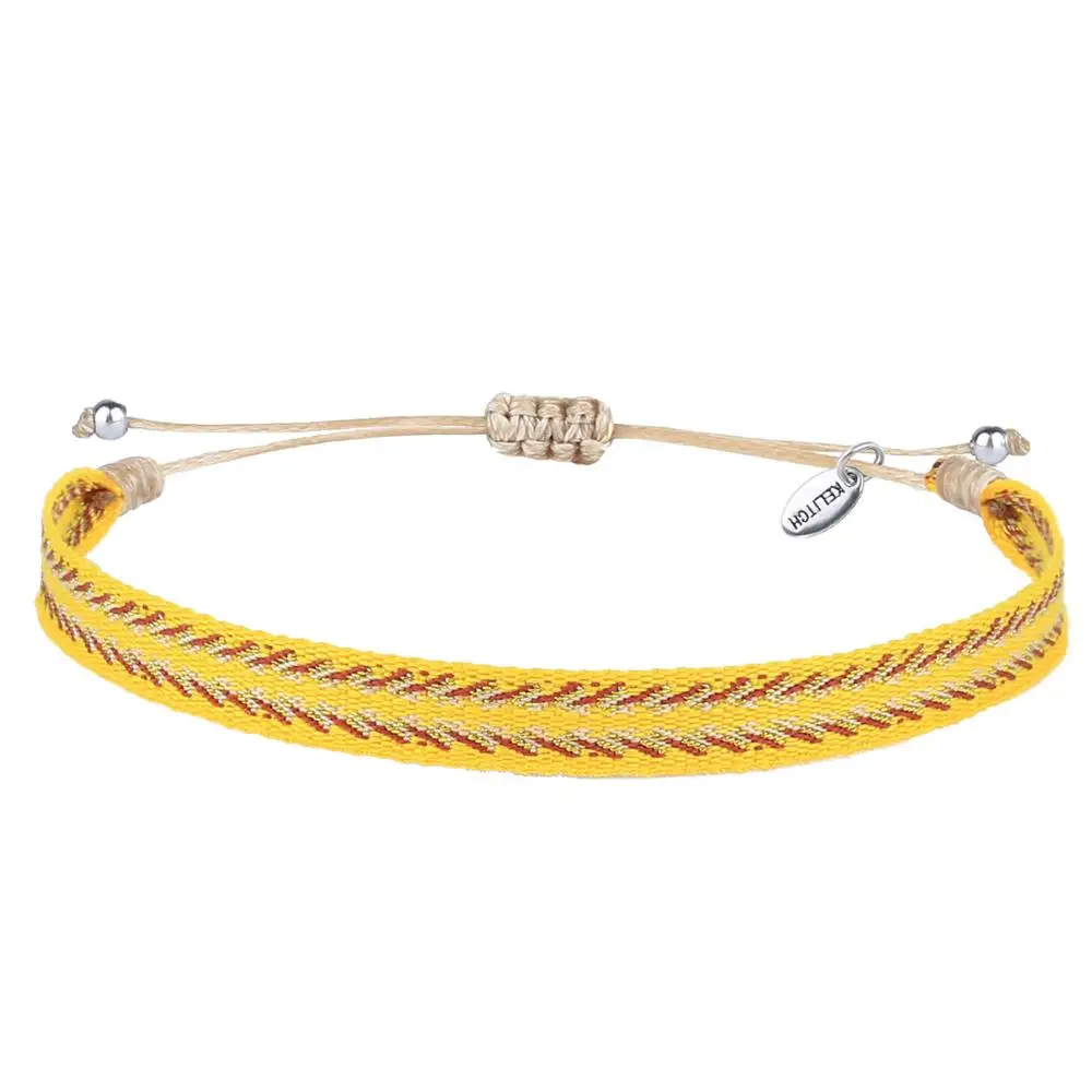 

KELITCH Royal Yellow Creative Charm Wrap Bracelets Handmade New Ethnic Girls Silk Rope String Anime Bangles Cuff