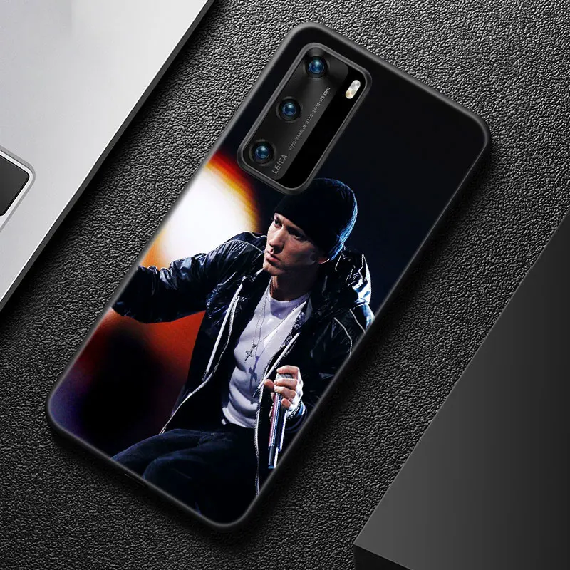 Чехол Rapper Eminem для Huawei P20 P30 P40 P50 Pro P8 P9 P10 Lite 2017 P Smart Z S 2020 2021 2018 2019 черный чехол - купить