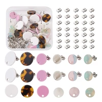 76pcsbox mixed resin ear stud findings with stainless steel pin ear plugs for women diy earrings accessories