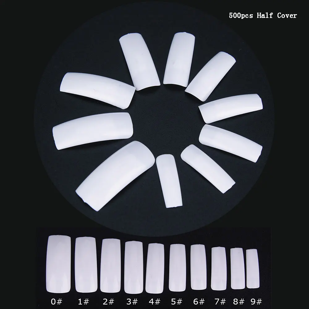 White-500pcs-half OSHIONER накладные кончики для маникюра, прозрачные белые натуральные наполовину покрытые накладные ногти, пластиковые маникюрные инструменты для наращивания пальцев - Цвет: White-500pcs-half