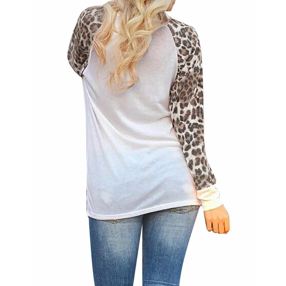 

Womens Leopard Long Sleeve Fashion Ladies T-Shirt Oversize Tops