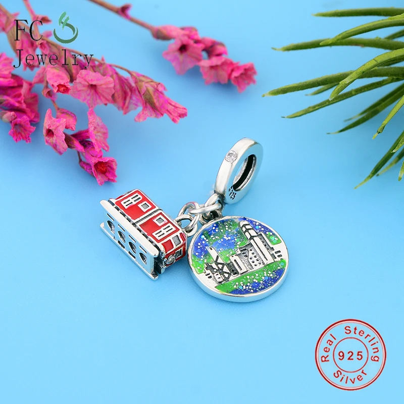 Подходят оригинальные Подвески Браслеты 925 Серебряный кулон Гонконг Пик трамвай