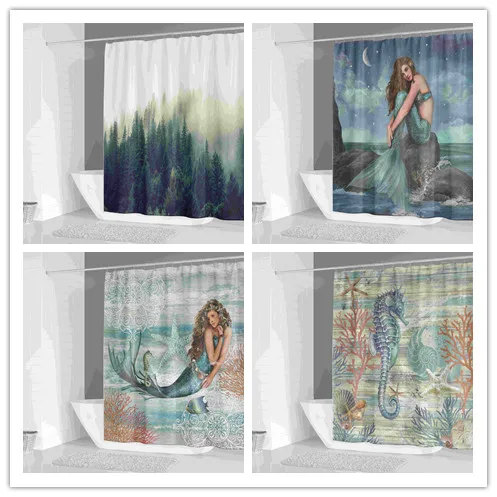 

Fashion Mermaid Shower Curtain For Bathroom High Quality Bath Curtain 3D Printing Mildew-proof Shower Curtain