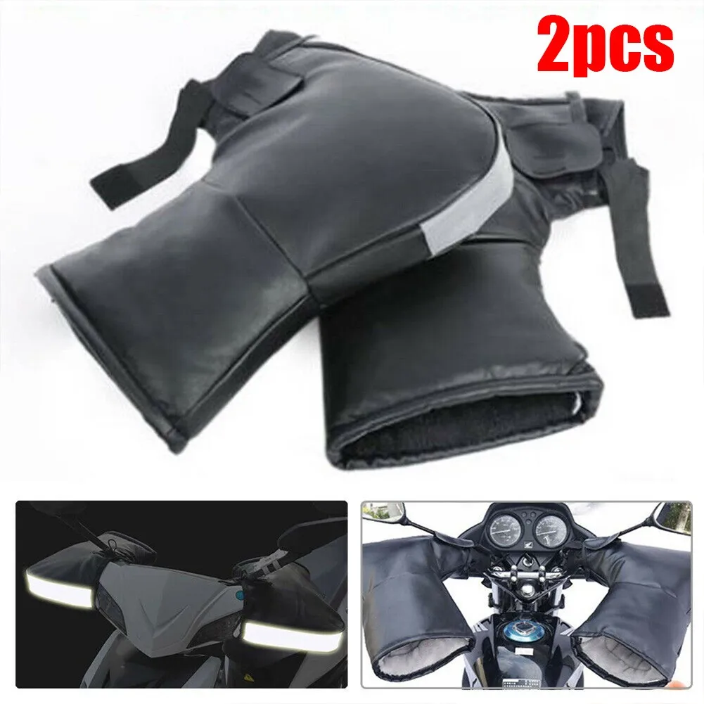 

1 Pair Motorcycle Handlebar Gloves Equippments PU Leather Hand Fur Muffs Winter Thermal Warm Mitts For Winter Outdoor Gloves