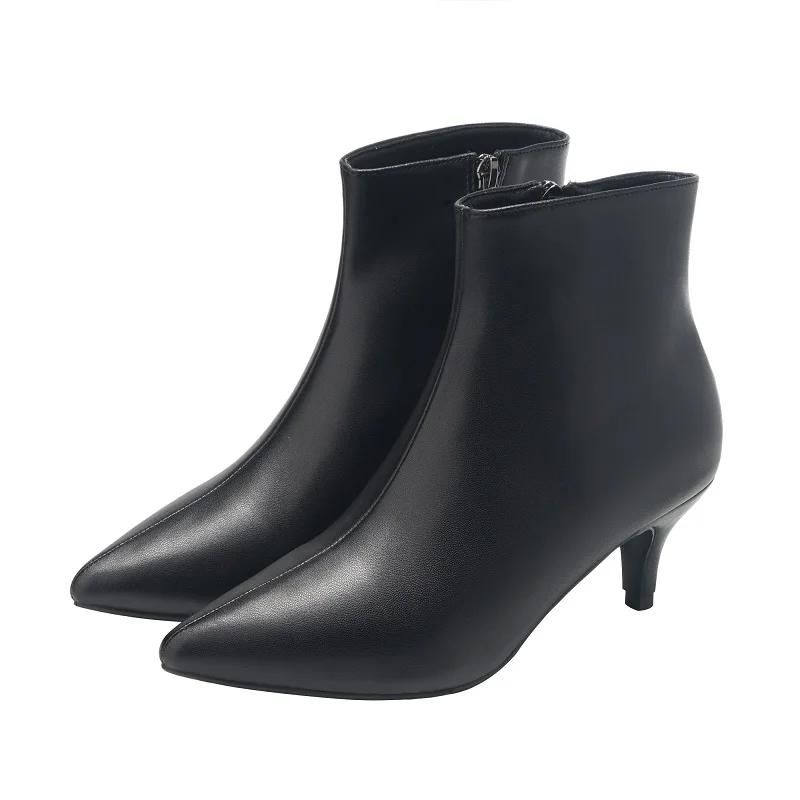 Black(heel 5mm) Белые ботинки с острым носком на высоком каблуке; сезон осень-зима; новые ботинки Martin на тонком каблуке; открытые ботинки; женские ботинки; весенние тонкие ботинки - Цвет: Black(heel 5mm)