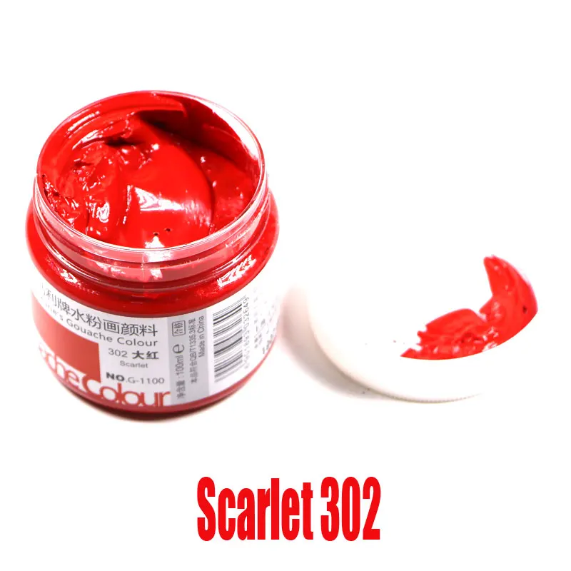 Scarlet 302 100 мл/бутылка гуашь пигмент Искусство Ручная роспись специальный пигмент школьное искусство специальная краска великолепный гуашь пигмент 42 цвет optiona - Цвет: Scarlet 302