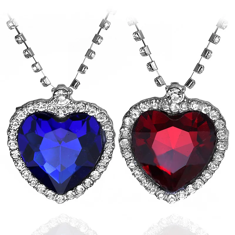 Эстетическое океана из Титаника голубое ожерелье для женщин сердце стразы кулон