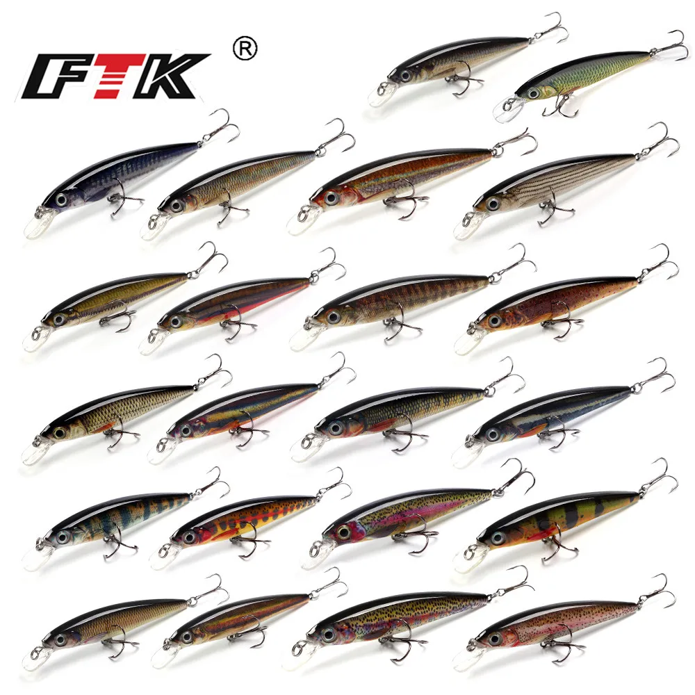 Приманка для рыбалки от ftk, 1 шт., приманка для басов, 100 мм/12 г, плавающий крючок, аксессуары, тонущие воблеры, жесткая приманка, 3D глаз, рыба, медленная поплавка, HF