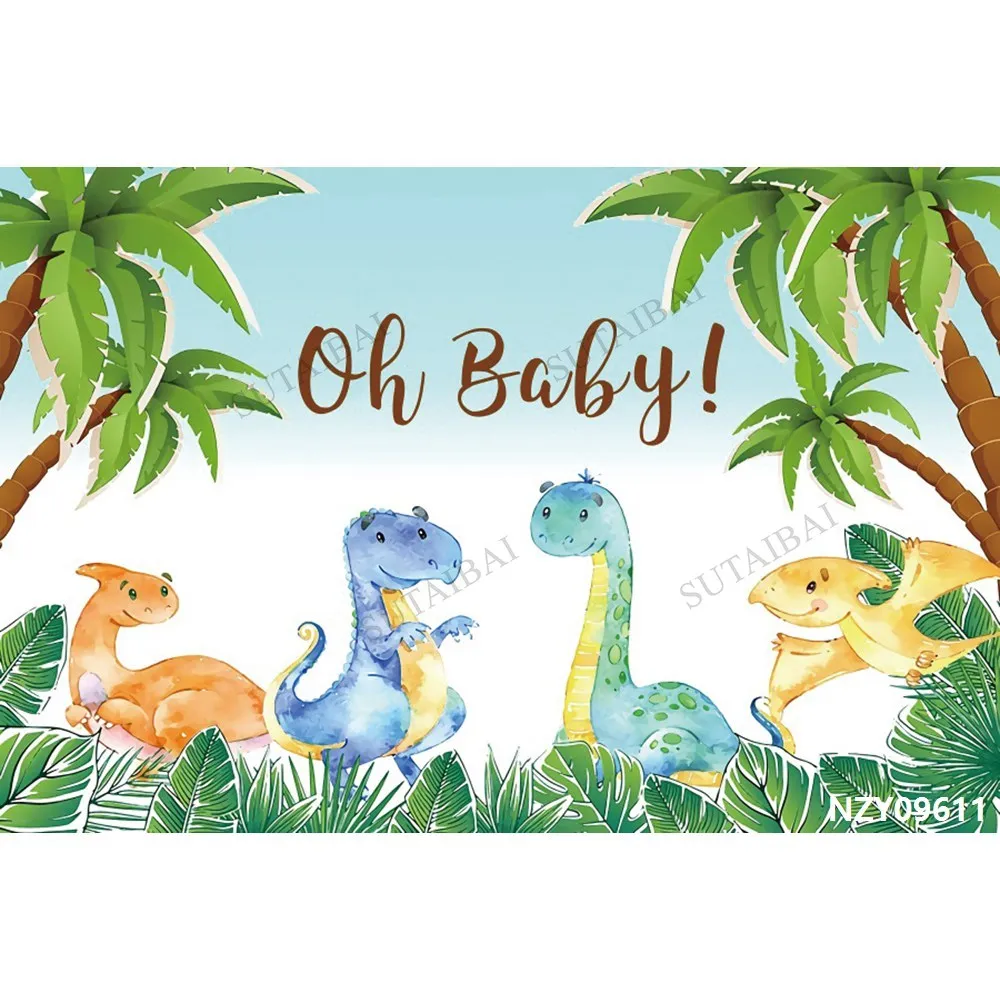 

Photophone Photocall Cartoon Jungle Dinosaur Party Baby Birthday Photography Backgrounds Customized Backdrops For Photo Studio