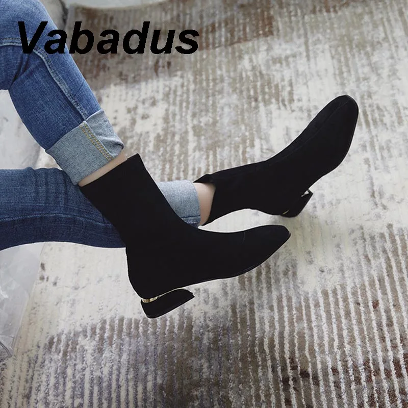 Vabadus/женские зимние носки новые модные короткие ботильоны Челси Теплая обувь из
