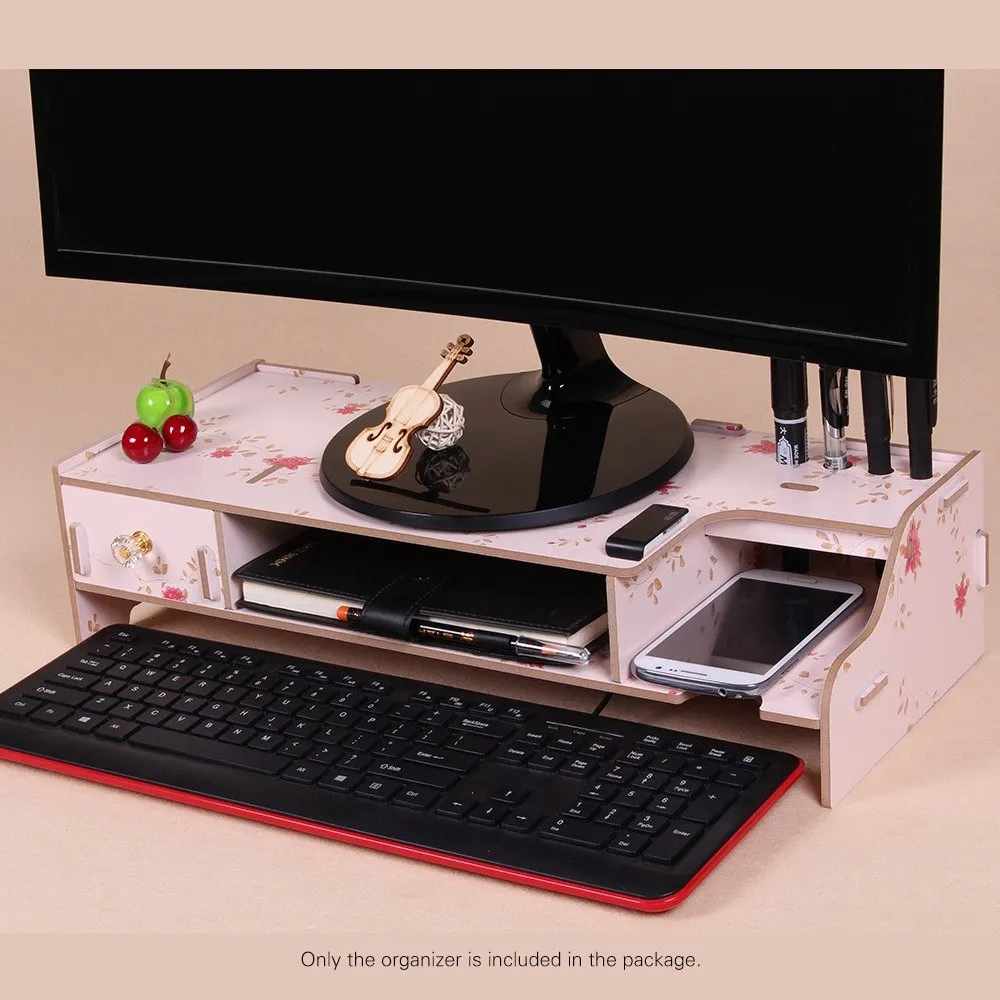 Wooden Monitor Stand Riser Computer Contertop Organizer With Storage Slot Holder | Компьютеры и офис