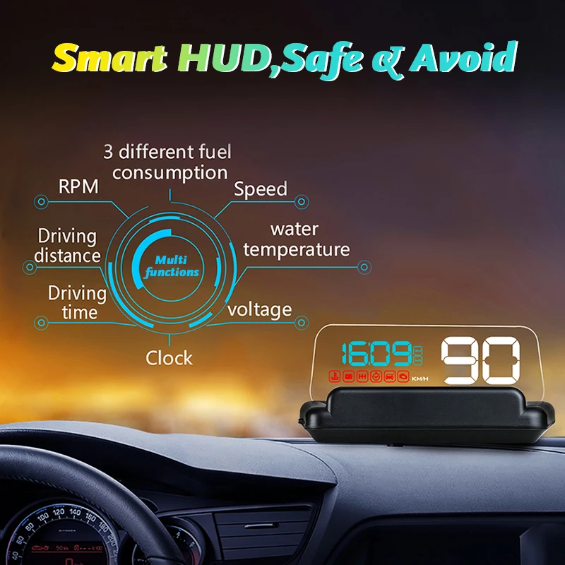 HUD Зеркало для автомобиля светодиодный дисплей лобовое стекло скоростной