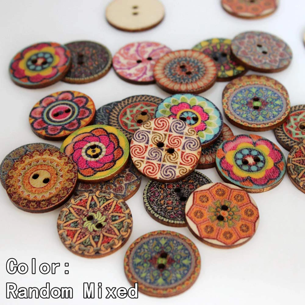 Новые круглые деревянные пуговицы разных размеров 50 шт. винтажное свадебное
