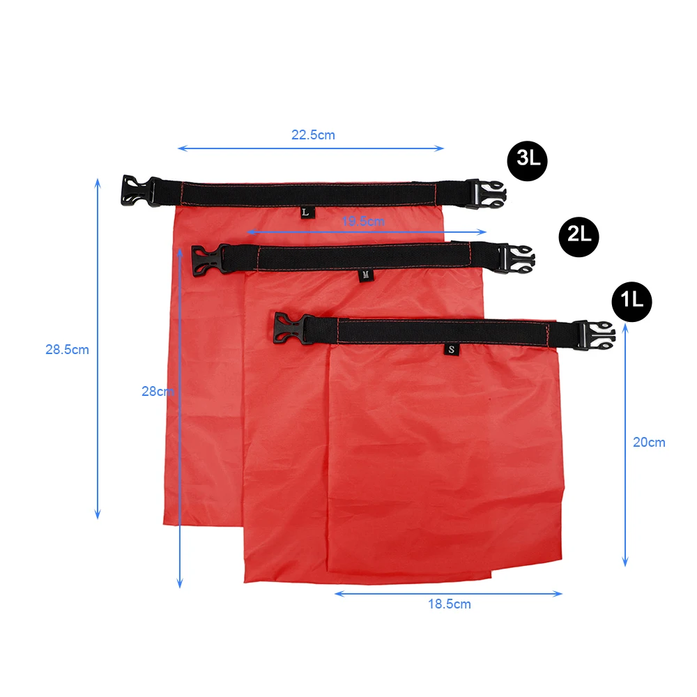 

Lixada Pack of 3 1L+2L+3L Waterproof Dry Bag Outdoor Portable Ultralight Dry Sacks Camping Backpacking Kayaking