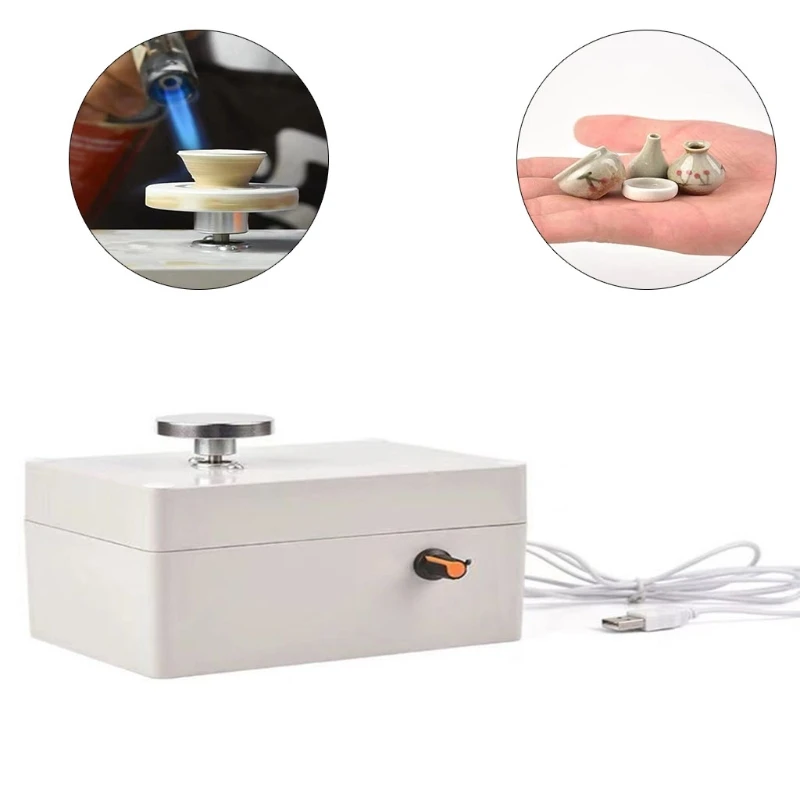 

5V Usb Aluminum Alloy Fingertip Mini Pottery Wheel 4.5Cm Turntable Knob N0HB