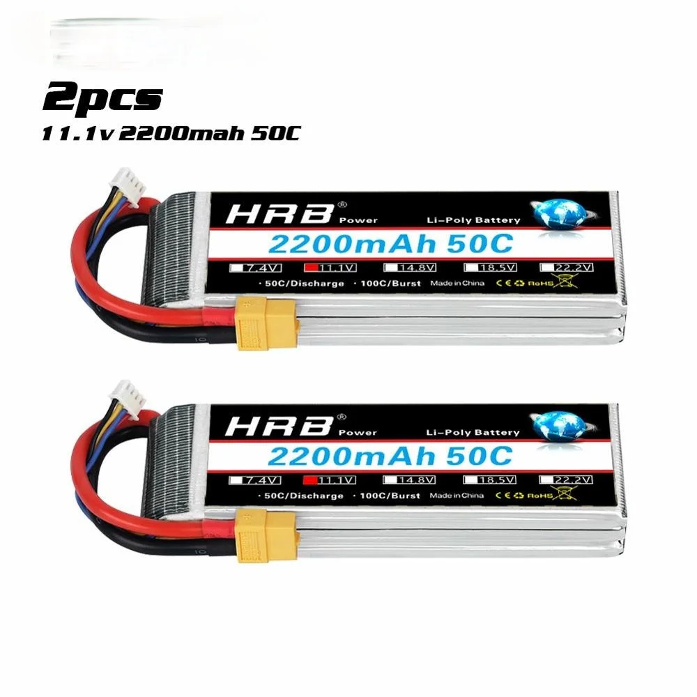 

2PCS 3S LiPo Battery 11.1V 2200mAh 50C for RC Car with Deans Plug XT60 Connector For RC Helicopter Drone Boat Airplane