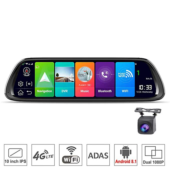 10 дюймов Android 8 1 4G зеркало заднего вида автомобиля Dvr камера Gps навигатор Bluetooth