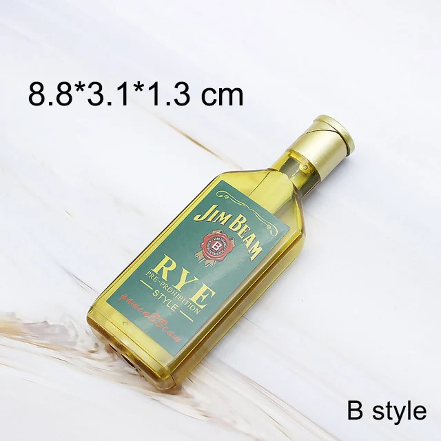 Yellow wine bottle Зажигалка для винных бутылок, креативный пожарный фонарь Бутановая Зажигалка, газовая многоразовая Зажигалка для сигарет, декоративные украшения для дома - Цвет: Yellow wine bottle