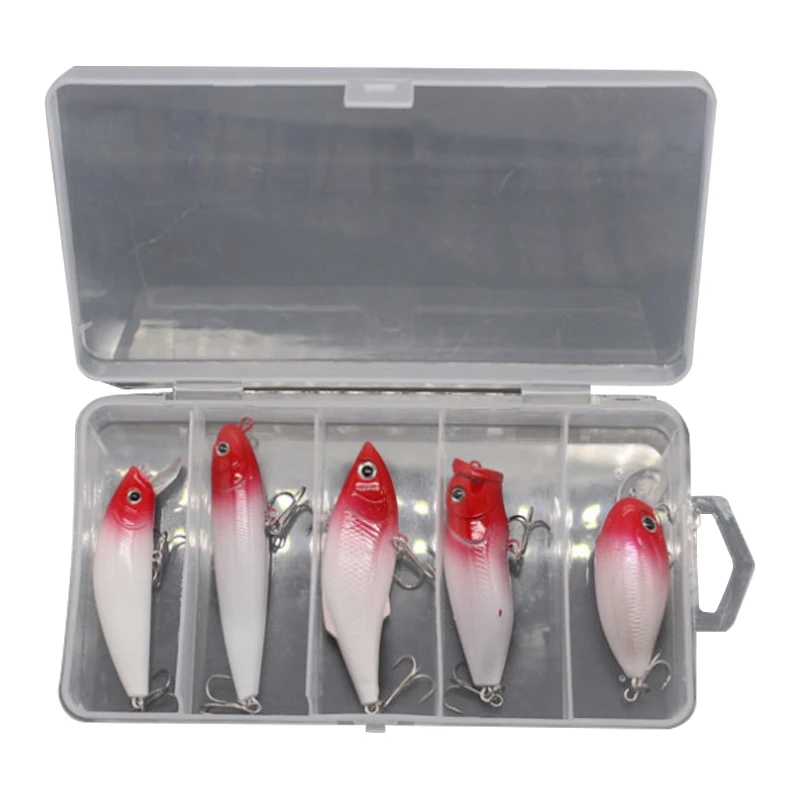 Жесткая пластиковая приманка с красной головкой набор рыболовных приманок