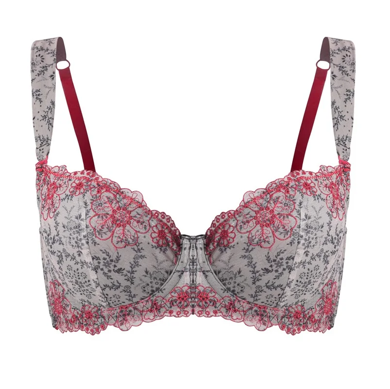 Женское нижнее белье плюс размер кружевной бюстгальтер с вышивкой полный мм