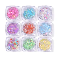 1 box nail art rhinestone nails diamond 6 colors glass beads mermaid gradient colorful manicure decoration accessories