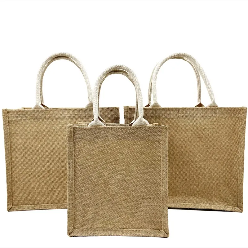 

Diy Creative Jute Bags Drawing Gift for Friends Happiness Shopping Bag for Home Flower Decoration Handle and Shoulder Bag