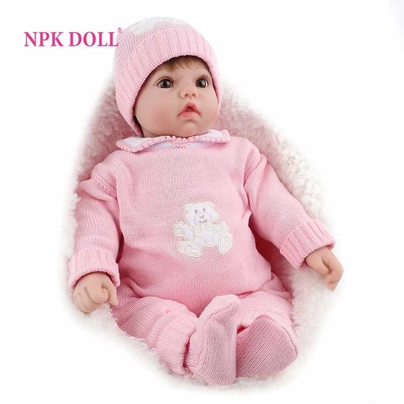 

NPKDOLL Reborn Baby Doll Lifelike Pink Babe Boneca Plush Toy Princess 22 Inch Soft Silicone Kids Playmate Birthday Gift