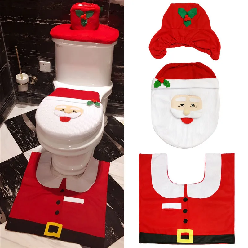 Noel Navidad 2019 чехол для унитаза Санта Клаус Natal набор ванной комнаты контурный ковер