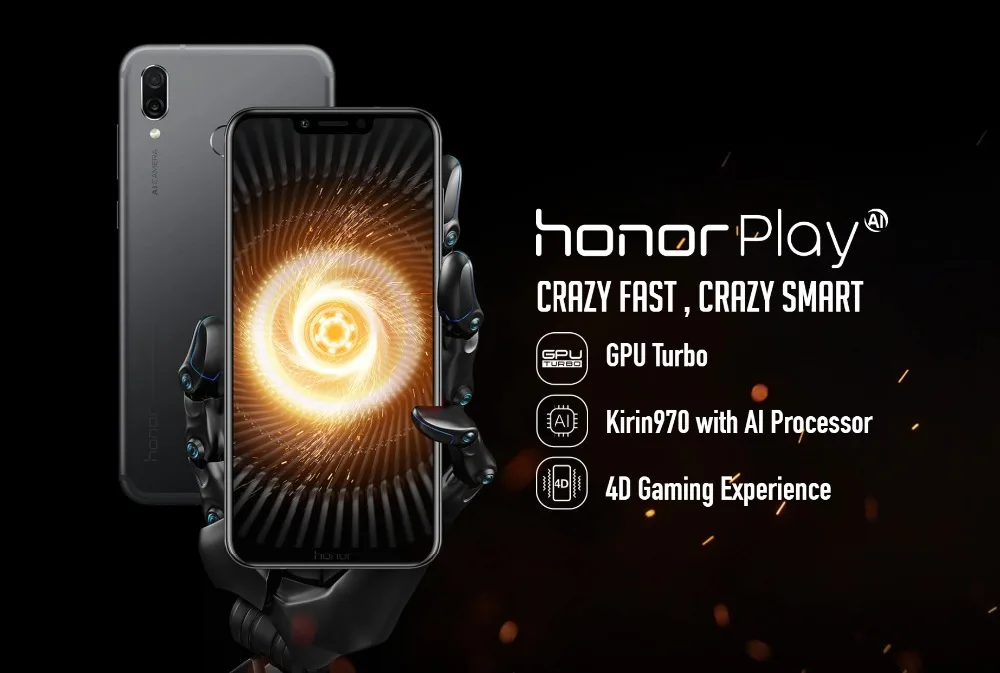 DHL Быстрая Honor Play 4G LTE мобильный телефон Kirin 970 Android 8,1 6," 2340X1080 6 Гб ram 64 Гб rom 16,0 Мп отпечаток пальца